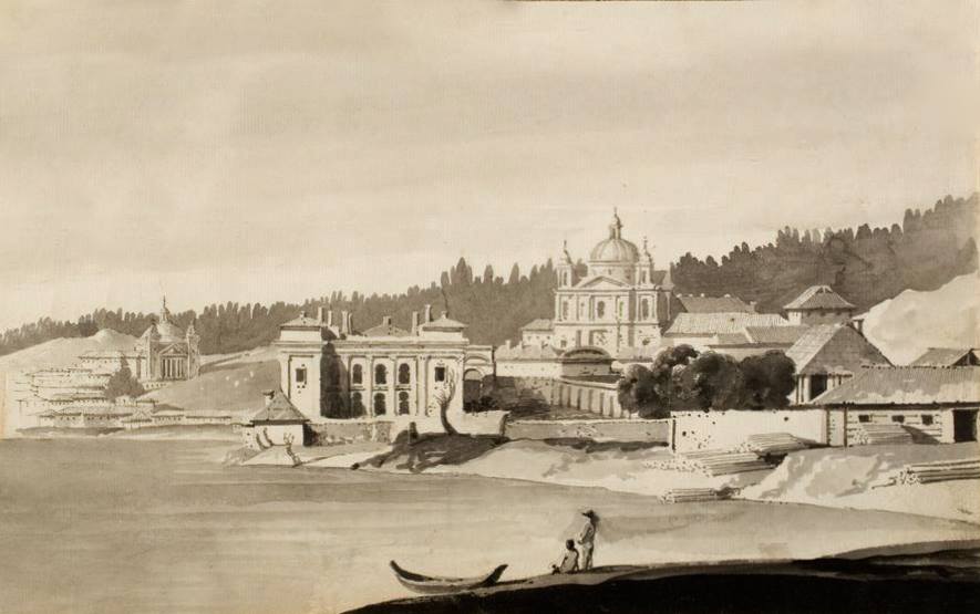 Antakalnio vaizdas su Sluškų rūmais XVIII amžiaus pabaigoje