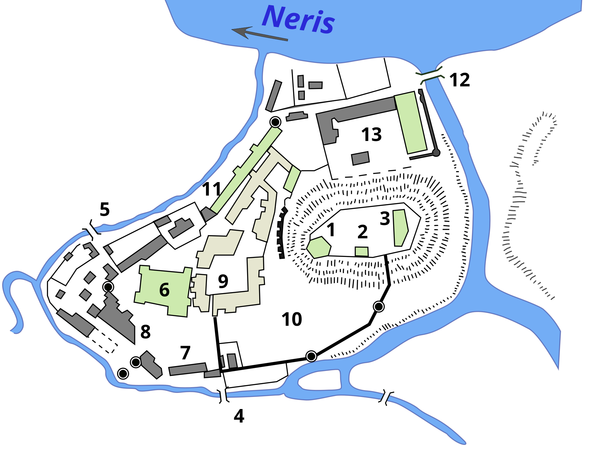 Vilniaus pilių kompleksas apie 1740 m.