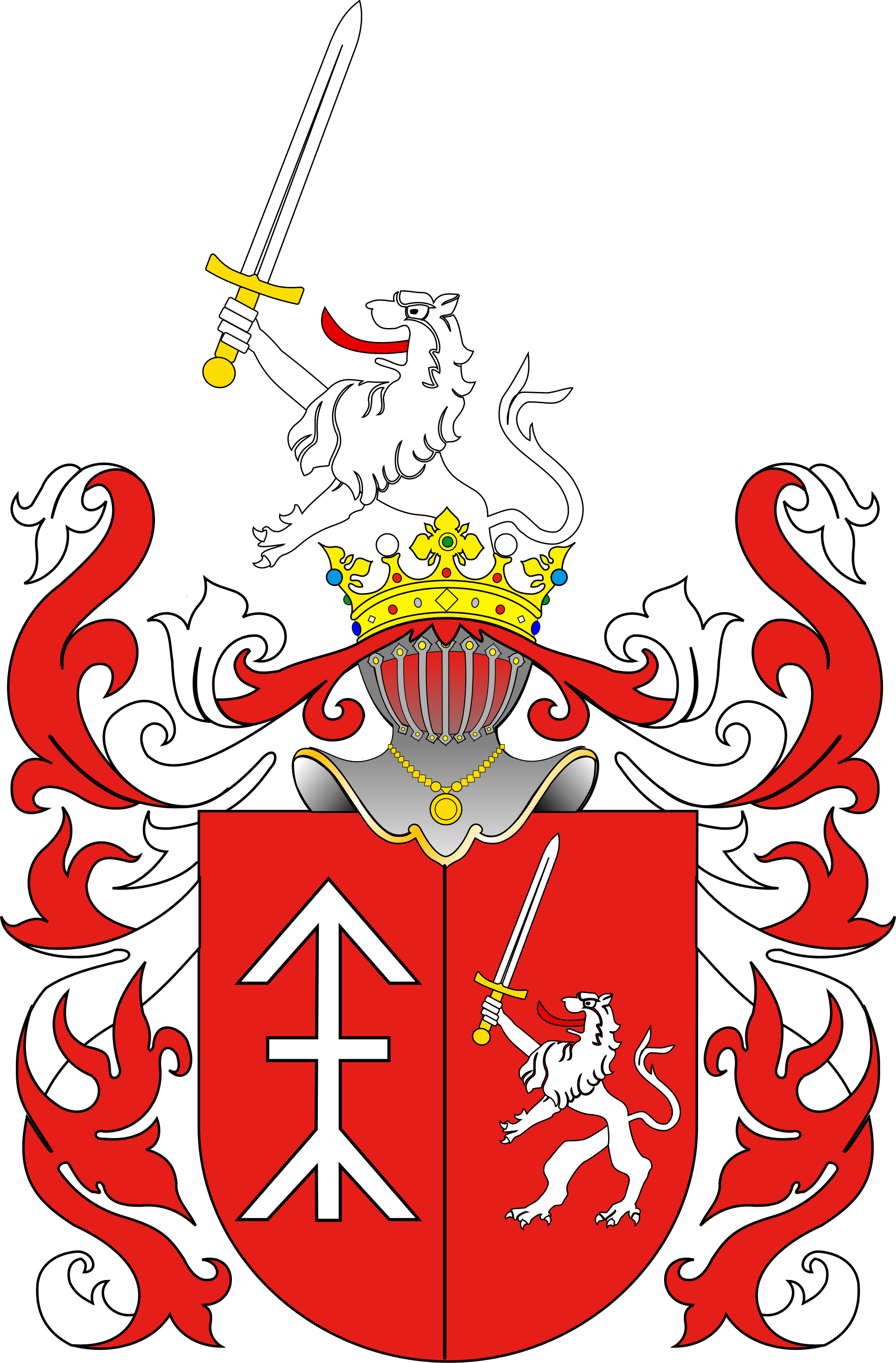 Chodkevičių herbas: grifas su pakeltu kalaviju.
